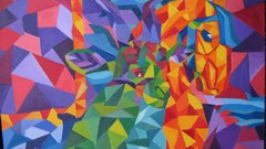 Paintings carousel colors cubism