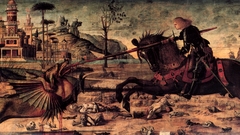 Paintings Castles Dragons lance