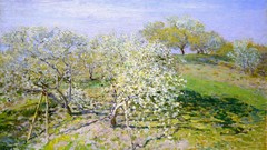Paintings Claude Monet impressionist painting flowered trees