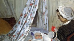 Paintings impressionism babies fabric son cradle Claude Monet