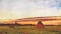 Paintings impressionism fields Claude Monet haystack