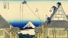 Paintings Japanese kite rooftops