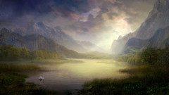 Paintings Landscapes Swans realistic