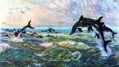Paintings ocean prehistoric Ichthyosaurus