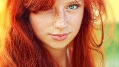 Paintings redheads freckles green