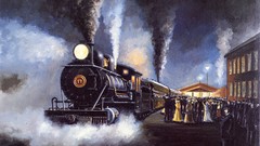 Paintings smoke trains train