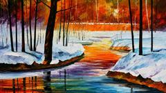 Paintings snow Leonid Afremov