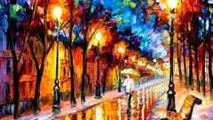 Paintings Trees rain multicolor