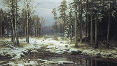 Paintings winter snow forests