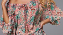 Paisley blondes woman blue