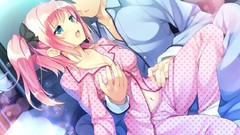 Pajamas pink hair blue eyes natsume eri miyako game cg koi hair 