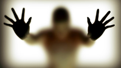 Palm glass hands shadows