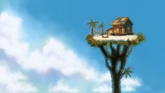 Palm palm trees houses skies artwork donkey kong Donkey Kong 