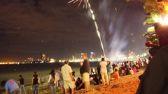 Palmtrees fireworks well ok