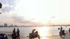 panoramas Trees People urban Men Women clouds sunlight vehicle