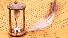 Paper feathers hourglass writing