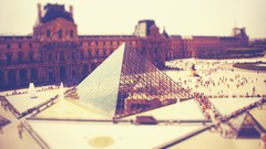 Paris architecture tilt-shift Louvre museum