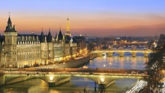 Paris France reflections cityscapes seine