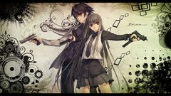 Patterns weapons Guns couple tie white hair circles schoolgirls 