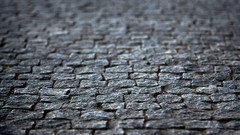 Pavement urban cobblestones streets depth of field hardscapes