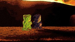 PC Candies melting Gummy Bears campfire