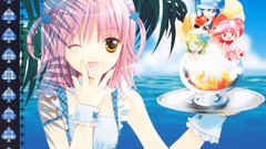 Peach pink hair anime girls yellow eyes hinamori amu Shugo 