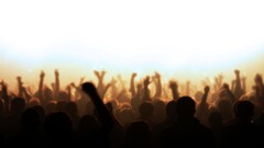 People crowds arms up