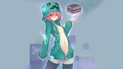 Photoshop Anime red eyes hoodies minecraft creeper blush pink 