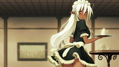 Photoshop elves white hair anime girls waitress maids nitroplus 