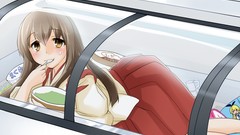 Photoshop food Anime brown ice cream blush long hair anime 