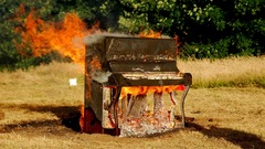 Piano fire burning