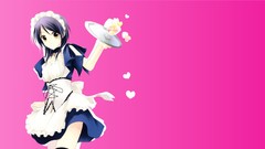 Pink brunettes maids yellow eyes kaichou wa maid-sama misaki 