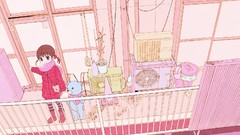 Pink dolls Anime brown scarfs pink eyes anime girls boots 