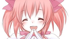 Pink hair anime girls short hair mahou shoujo madoka magica 