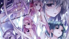 Pink hair long hair anime girls short hair green hair open 