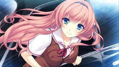 Pink hair long hair blue eyes seifuku hazuki game cg sara himeji