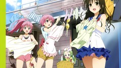 Pink hair long hair pink eyes brunettes short hair ponytails 