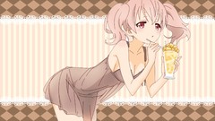 Pink hair pink eyes anime girls inu x boku ss cleavage roromiya 