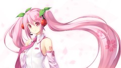 Pink hair pink eyes hatsune miku vocaloid sakura miku twintails 