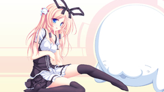 Pink hair thigh highs