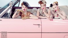 Pink woman cars models three girls
