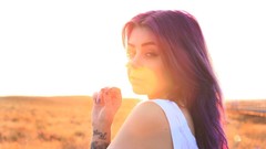 Pink woman tattoos plum