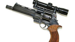 Pistols revolvers white background