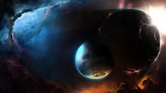 Planets science fiction halo concept art nebulae outer space 