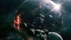 Planets science fiction outer space digital art qauz