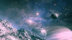 Planets science fiction outer space digital art qauz