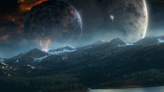 Planets science fiction outer space digital art qauz