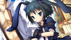 Plants couple fruits bows hugging male long hair anime girls 