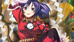 Plants goddess red eyes sitting Ropes skirts blush anime girls 