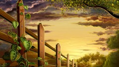 Plants paintings multicolor wood fence